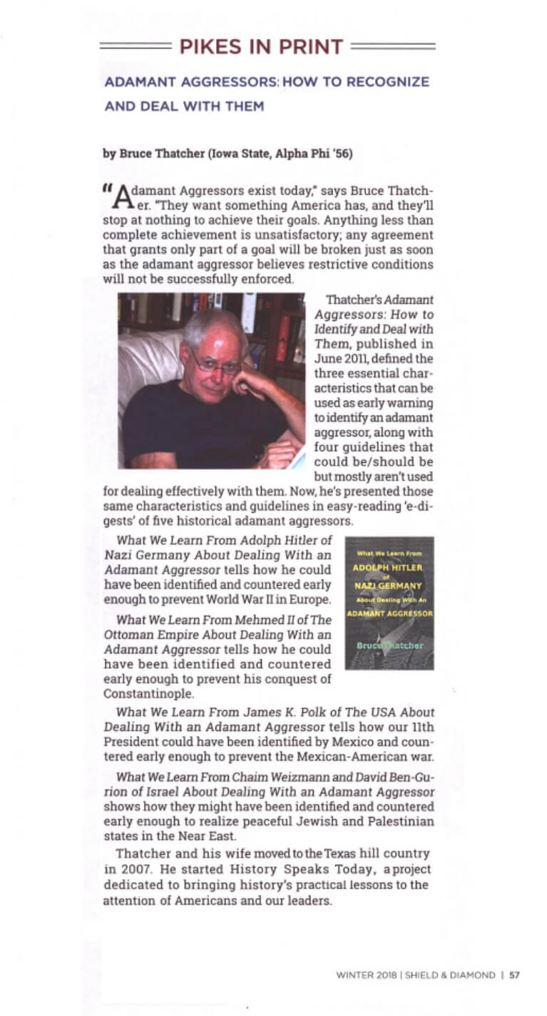 Pikes in Print article featuring Bruce Thatcher's book about the rise and decline of nations